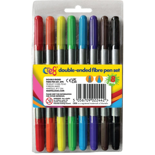 Cre8 Double-ended Fibre Pen Set Pack of 8