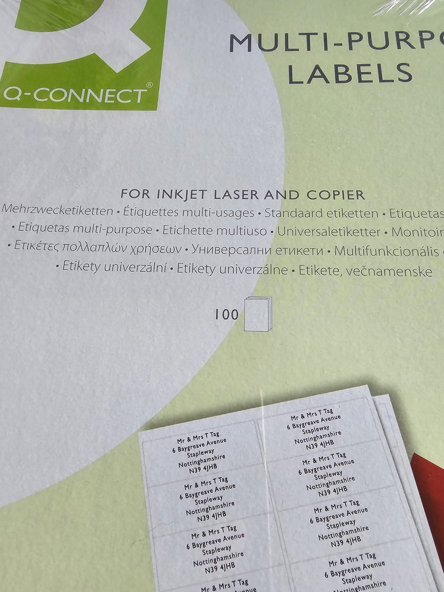 Q-Connect Multipurpose Labels FBT barcode size 63.5x46.5mm 18 Per Sheet White (Pack of 1800)