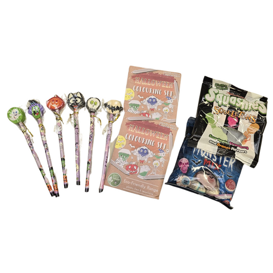 Halloween Bundle - Themed Sweets, Pencils and 2 Mini Colouring Packs