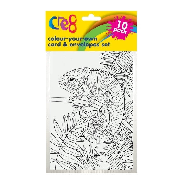 Colour your own Card and Envelopes set of 10 cards with envelopes plus 12 half size Colouring Pencils