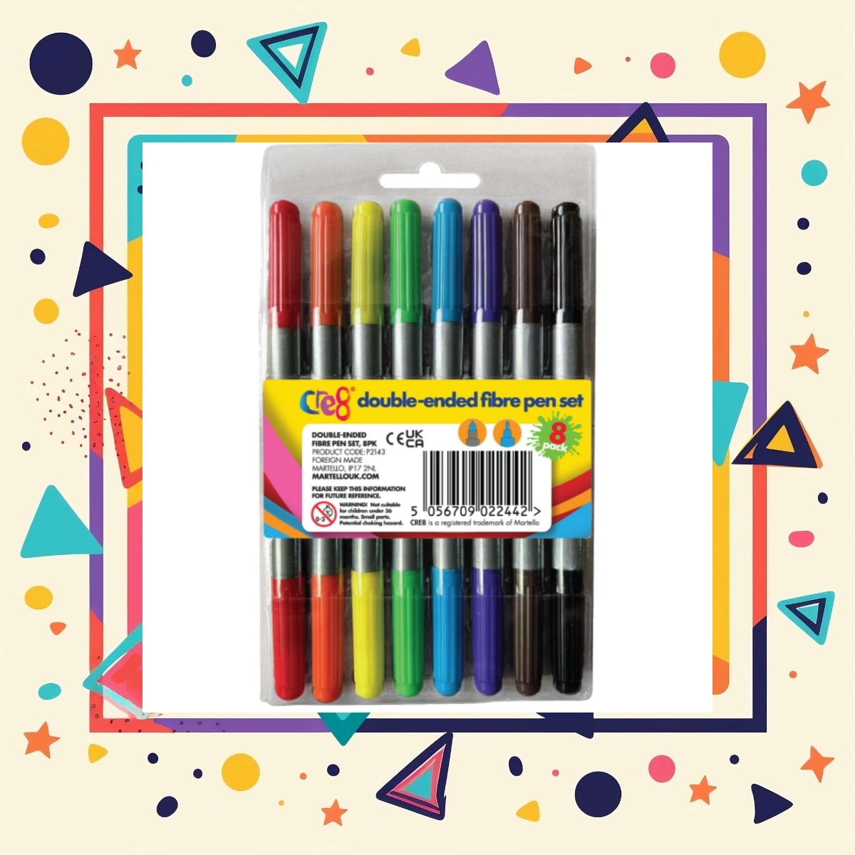 Cre8 Double-ended Fibre Pen Set Pack of 8