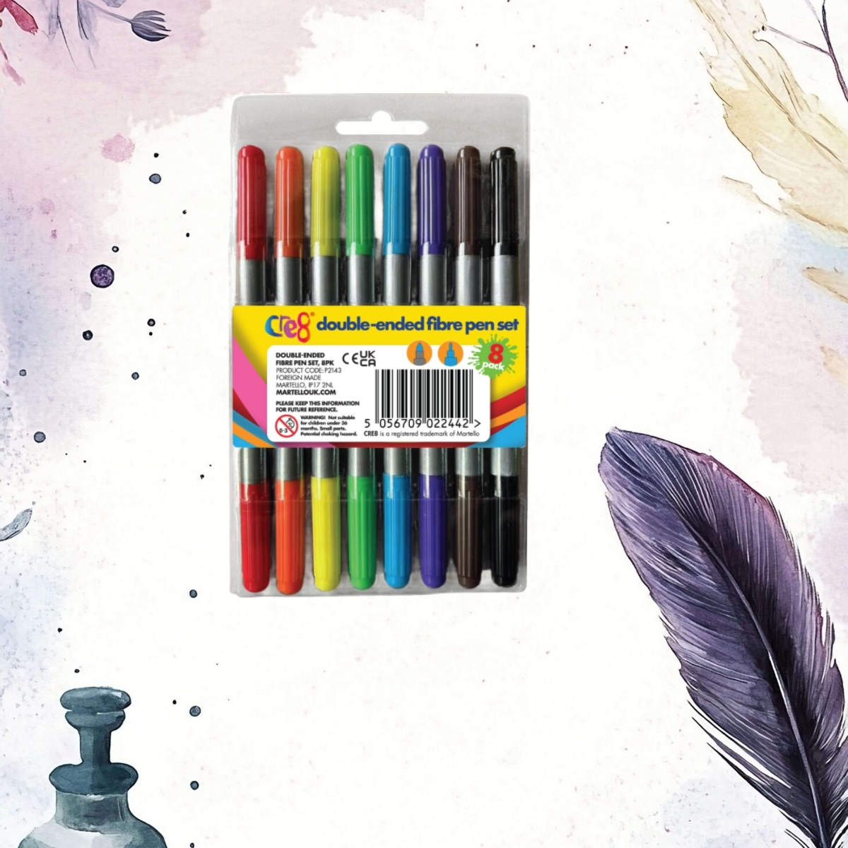 Cre8 Double-ended Fibre Pen Set Pack of 8